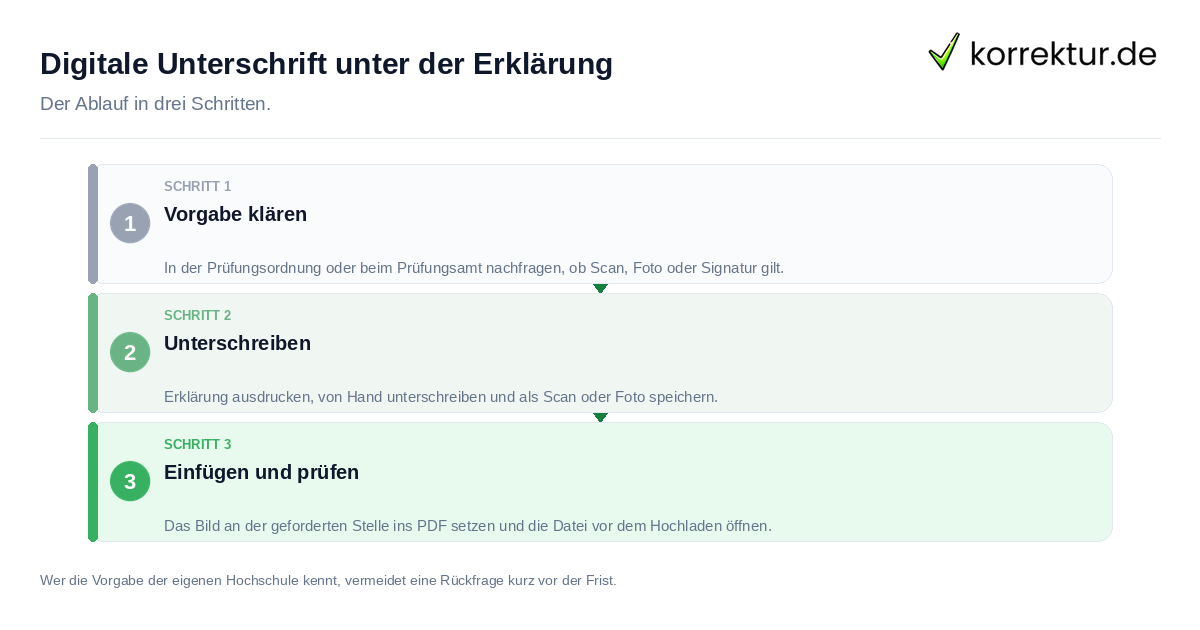 Digitale Unterschrift unter der Erklärung: der Ablauf in drei Schritten