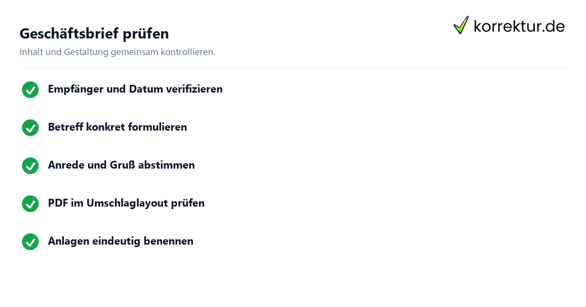 DIN 5008 Geschäftsbrief Checkliste