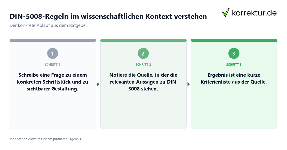 DIN-5008-Regeln im wissenschaftlichen Kontext verstehen Konkrete Schritte zu DIN-5008-Regeln im wissenschaftlichen Kontext verstehen