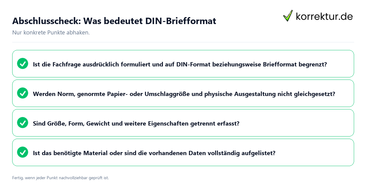 Abschlusscheck: Was bedeutet DIN-Briefformat Konkreter Abschlusscheck zu Was bedeutet DIN-Briefformat