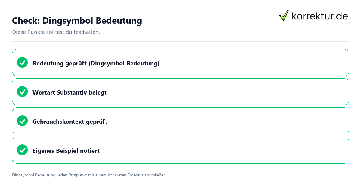 Check: Dingsymbol Bedeutung Dingsymbol Bedeutung mit einer themenspezifischen Checkliste