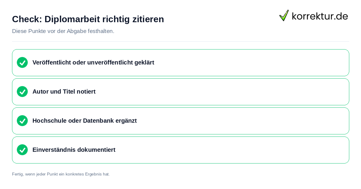 Check: Diplomarbeit richtig zitieren Diplomarbeit richtig zitieren: Prüfliste mit vier Punkten