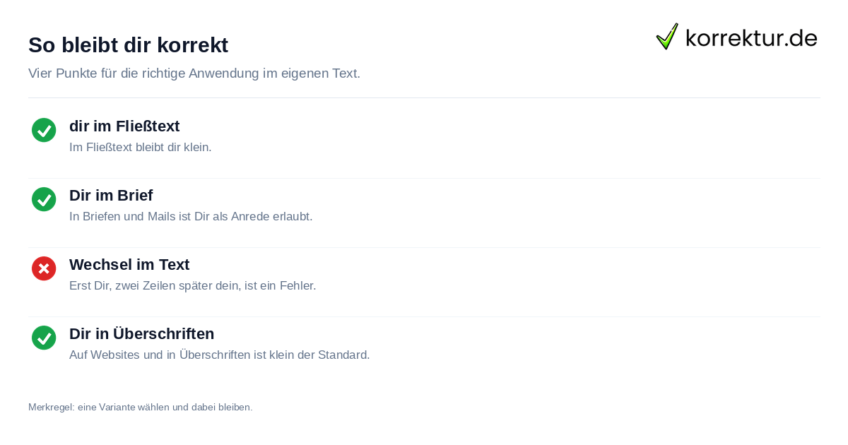 So bleibt dir korrekt Checkliste zur Regel dir groß oder klein schreiben