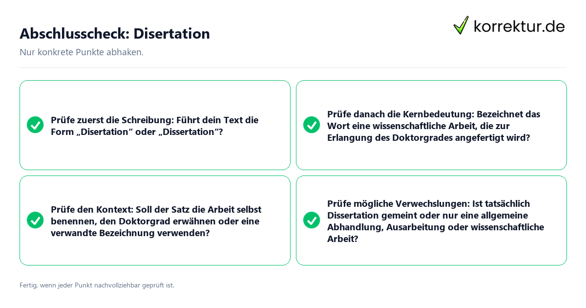 Konkreter Abschlusscheck zu Disertation