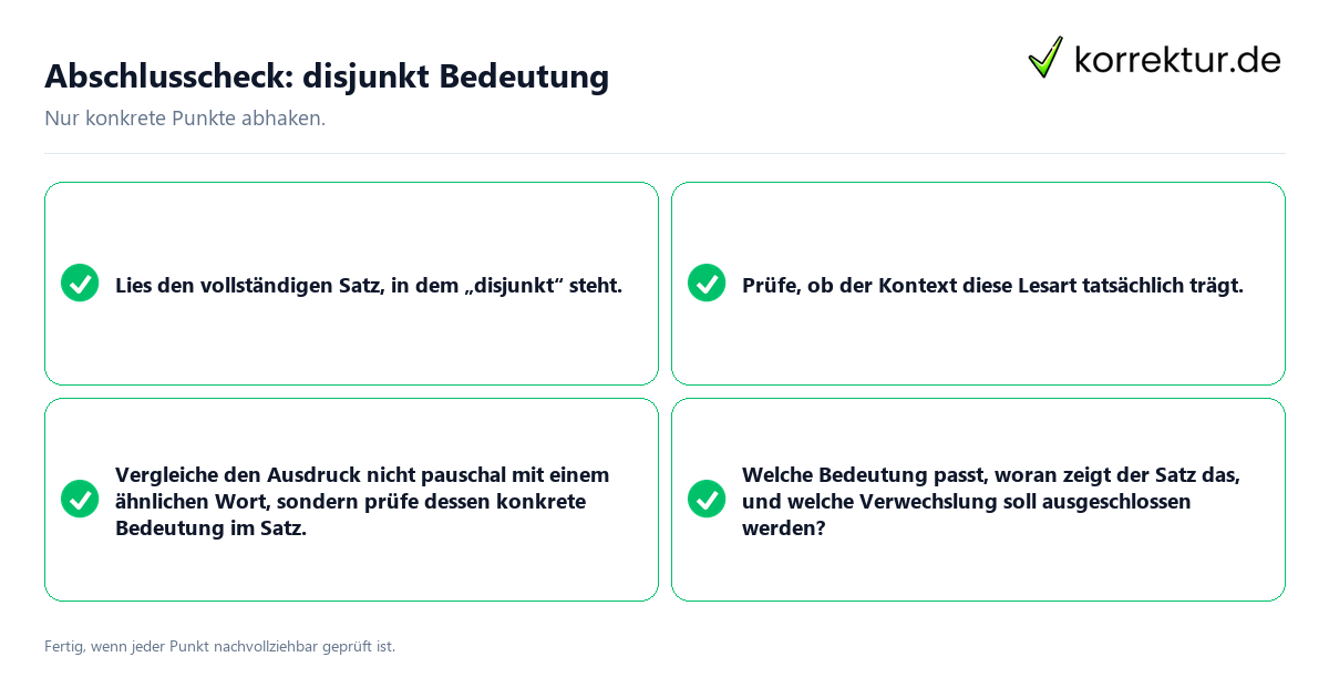 Konkreter Abschlusscheck zu disjunkt Bedeutung