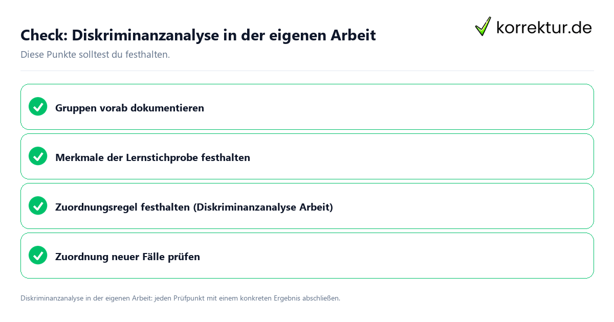 Diskriminanzanalyse in der eigenen Arbeit mit einer themenspezifischen Checkliste