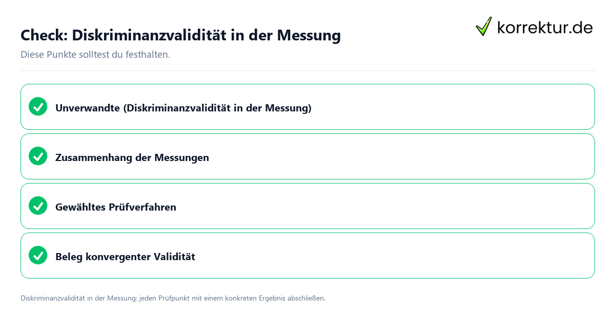 Diskriminanzvalidität in der Messung mit einer themenspezifischen Checkliste