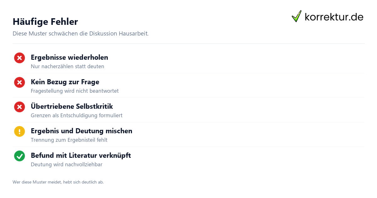 Typische Fehler in der Diskussion Hausarbeit vermeiden