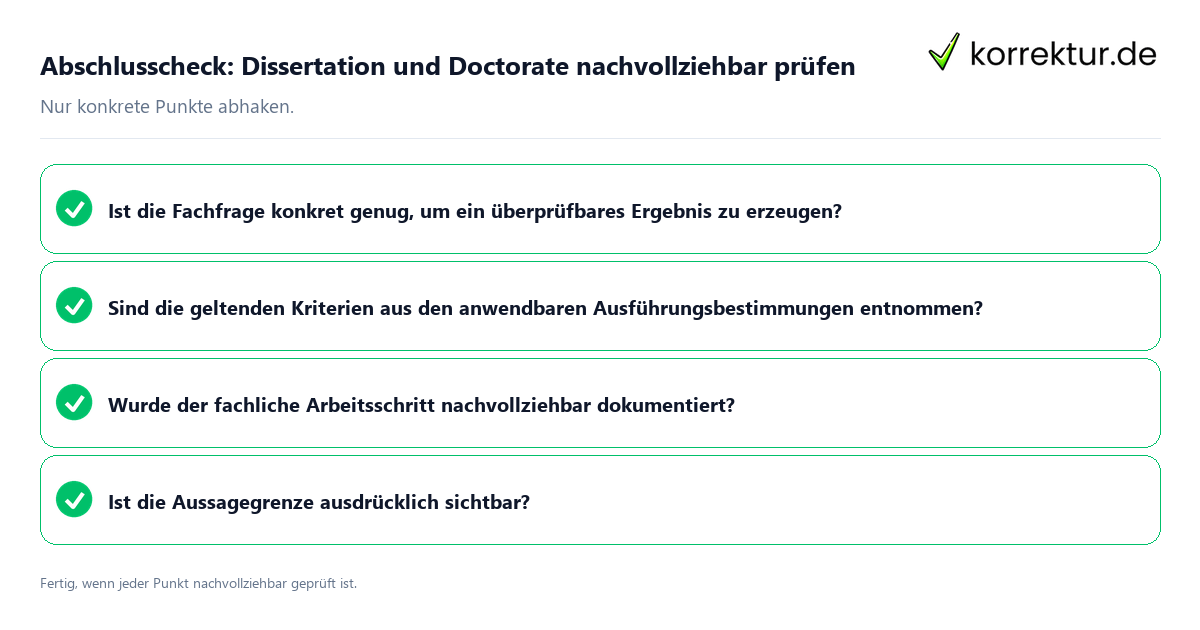 Abschlusscheck: Dissertation und Doctorate nachvollziehbar prüfen Konkreter Abschlusscheck zu Dissertation und Doctorate nachvollziehbar prüfen