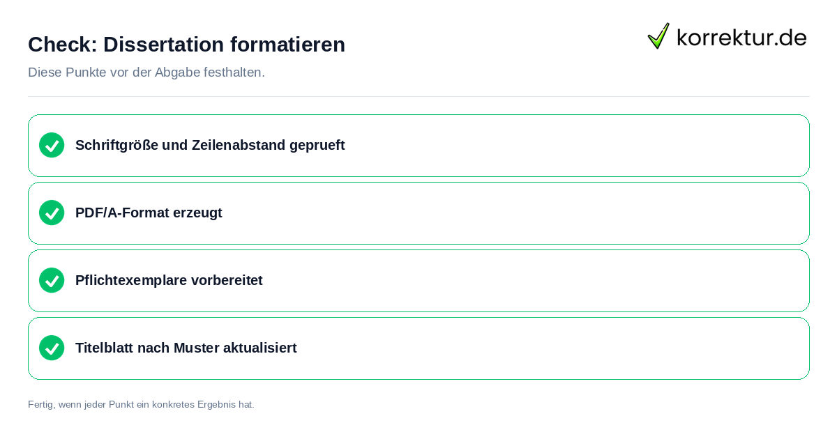 Check: Dissertation formatieren Dissertation formatieren: Prüfliste mit vier Punkten