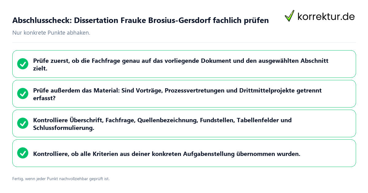 Konkreter Abschlusscheck zu Dissertation Frauke Brosius-Gersdorf fachlich prüfen