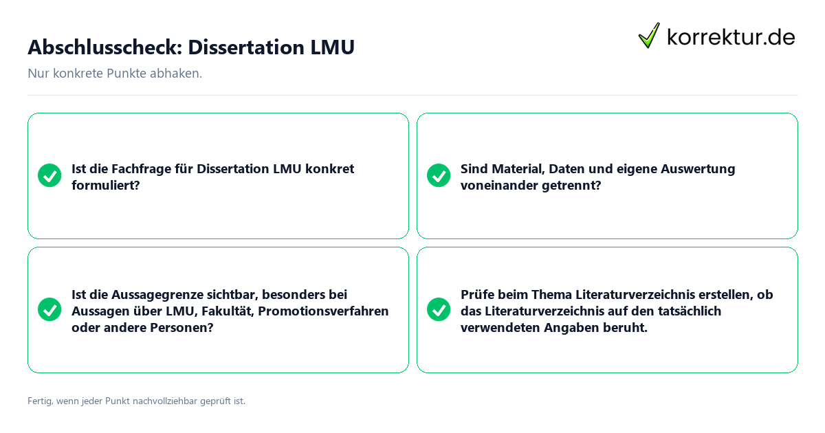 Abschlusscheck: Dissertation LMU Konkreter Abschlusscheck zu Dissertation LMU