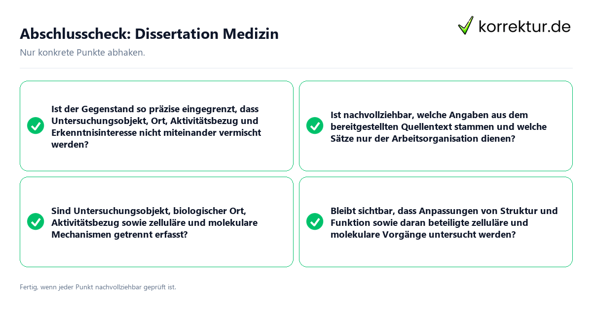 Abschlusscheck: Dissertation Medizin Konkreter Abschlusscheck zu Dissertation Medizin