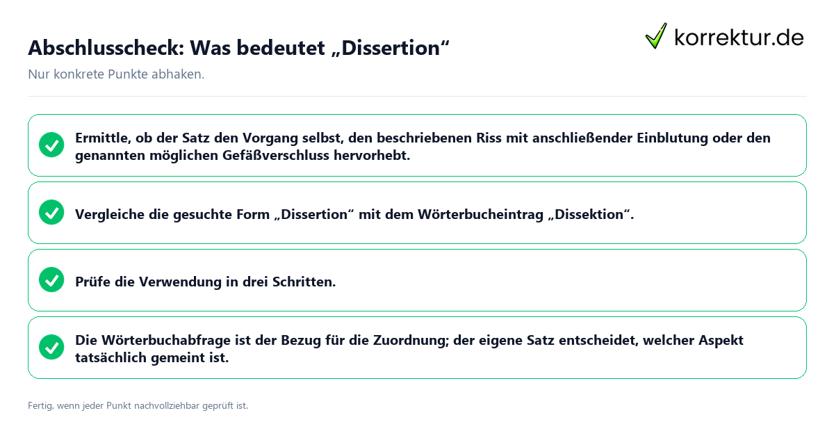 Abschlusscheck: Was bedeutet „Dissertion“ Konkreter Abschlusscheck zu Was bedeutet „Dissertion“