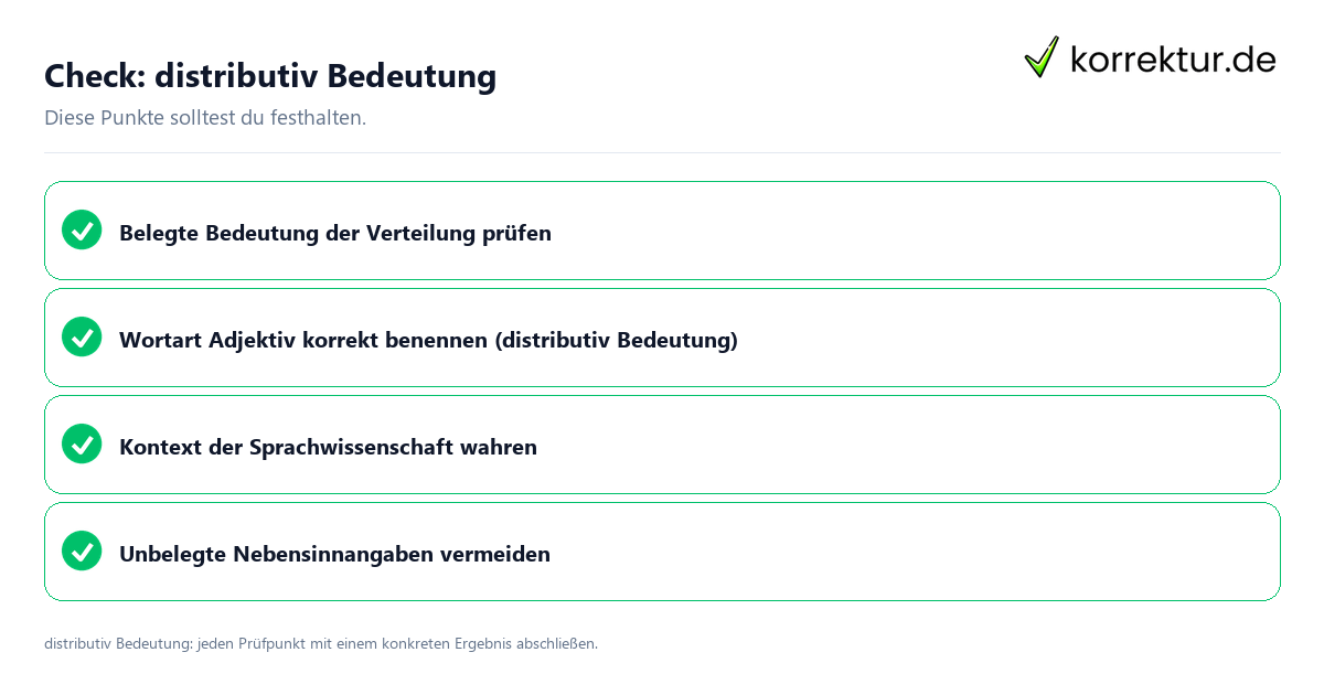 Distributiv Bedeutung mit einer themenspezifischen Checkliste