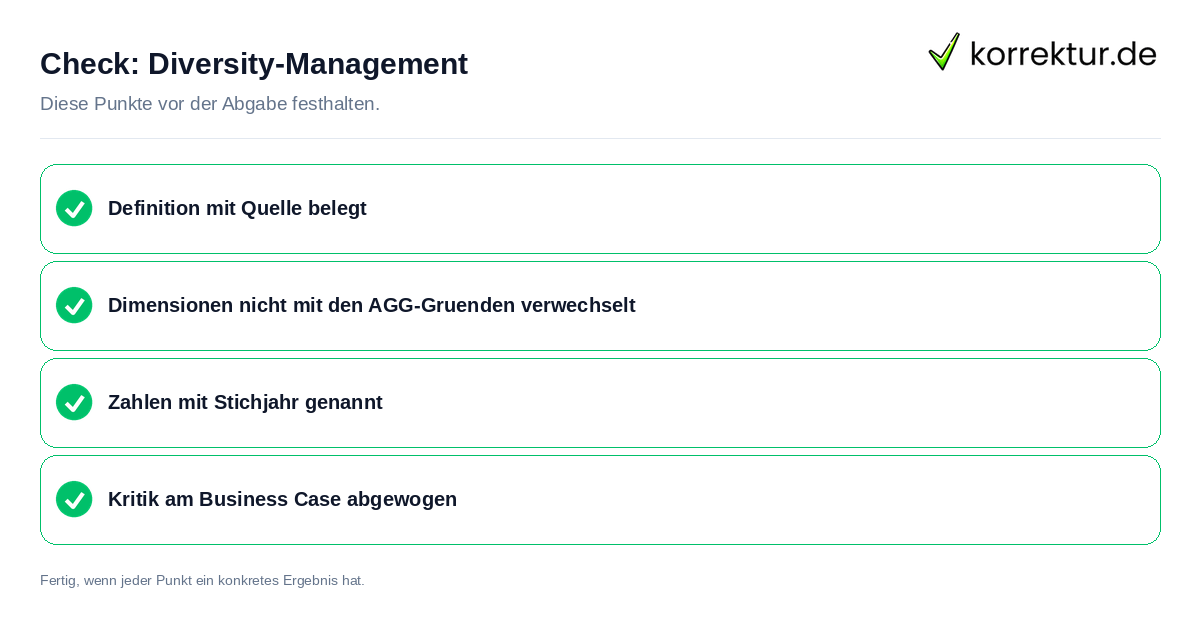 Diversity-Management: Prüfliste mit vier Punkten