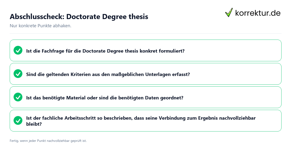 Abschlusscheck: Doctorate Degree thesis Konkreter Abschlusscheck zu Doctorate Degree thesis