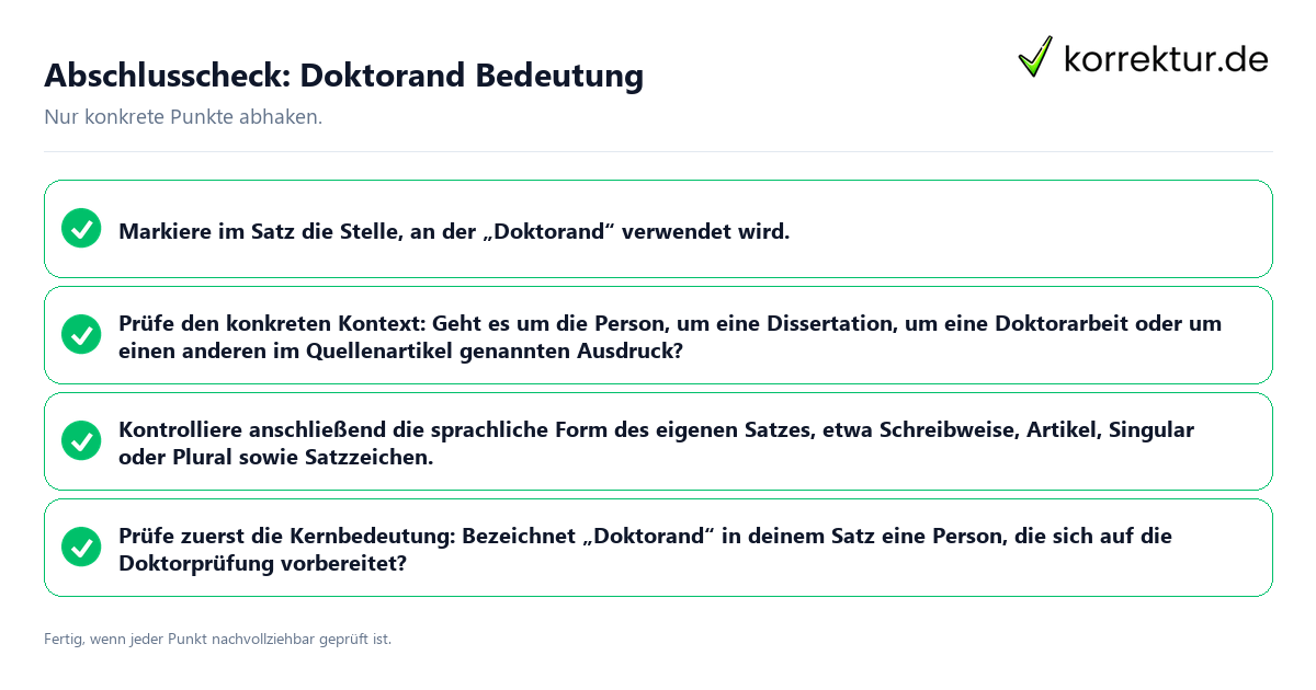 Konkreter Abschlusscheck zu Doktorand Bedeutung