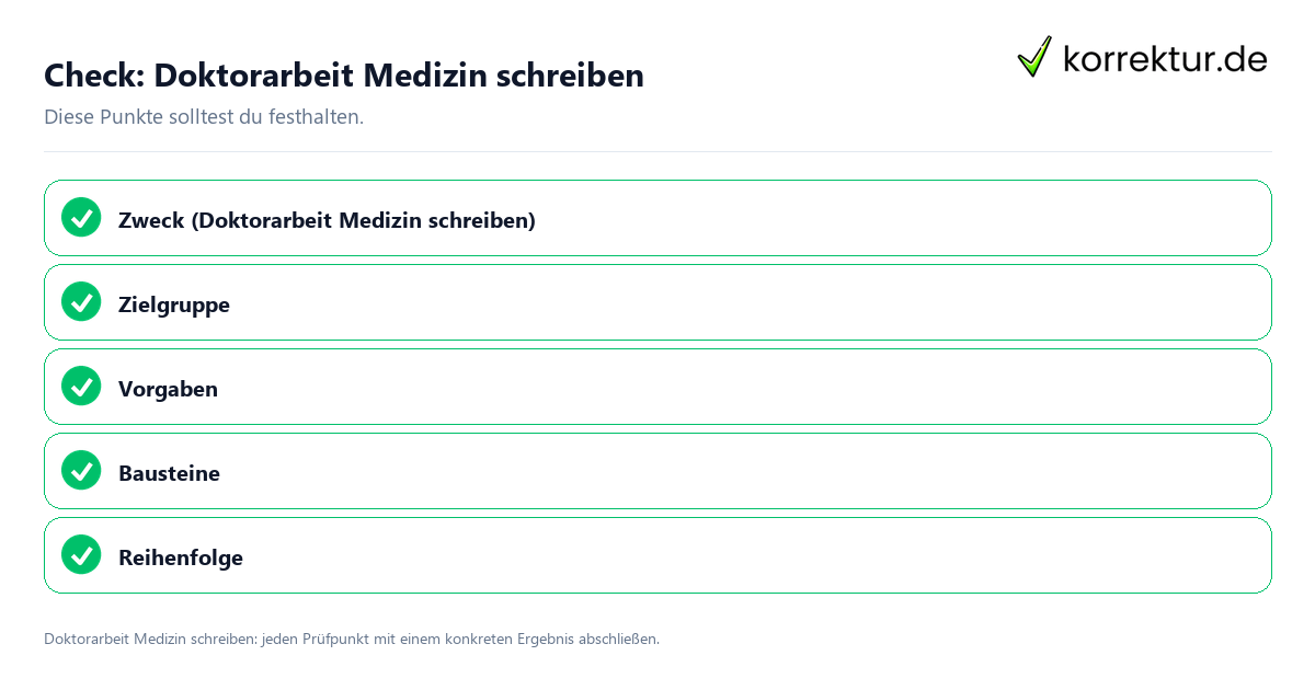 Doktorarbeit Medizin schreiben mit einer themenspezifischen Checkliste