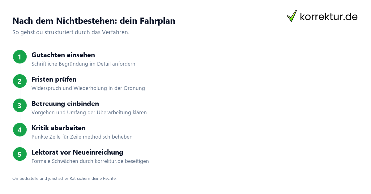 Doktorarbeit nicht bestanden: Schritte zu Wiederholung und Überarbeitung
