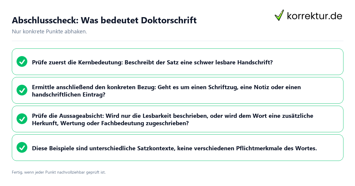 Konkreter Abschlusscheck zu Was bedeutet Doktorschrift