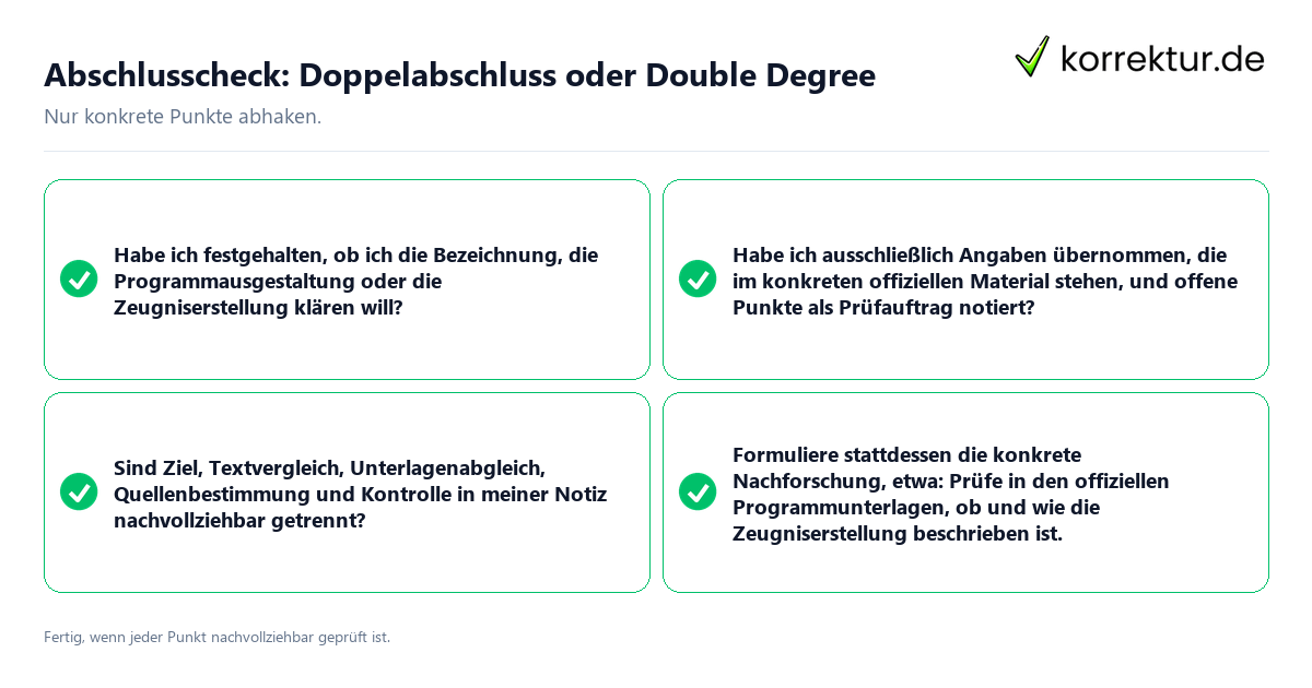 Konkreter Abschlusscheck zu Doppelabschluss oder Double Degree
