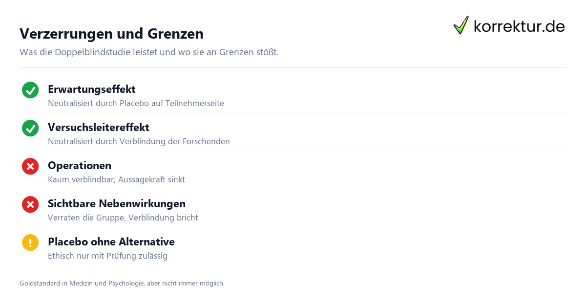 Doppelblindstudie: Verzerrungen, Grenzen und ethische Faktoren im Überblick