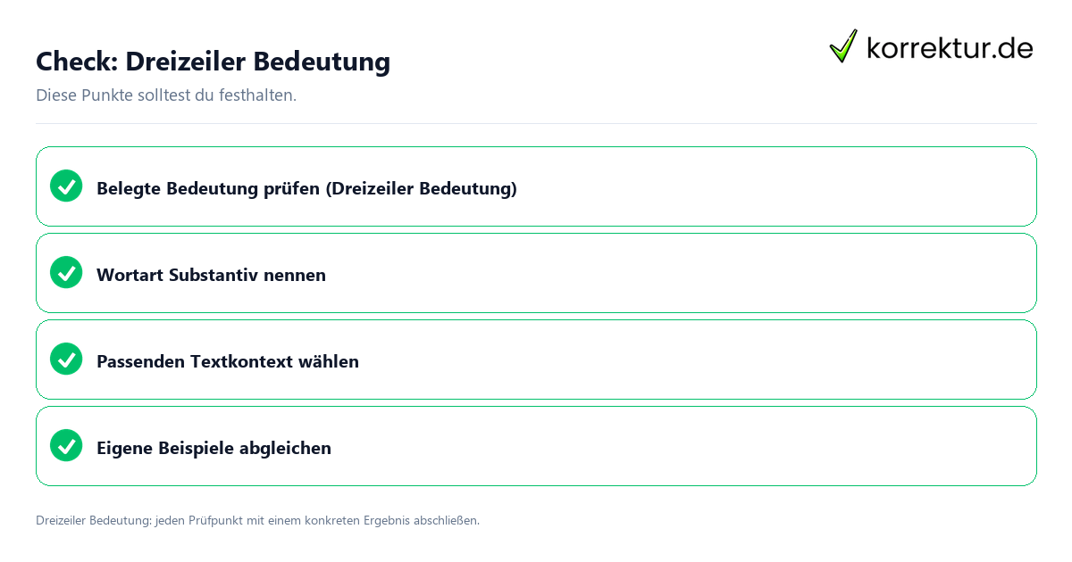Check: Dreizeiler Bedeutung Dreizeiler Bedeutung mit einer themenspezifischen Checkliste
