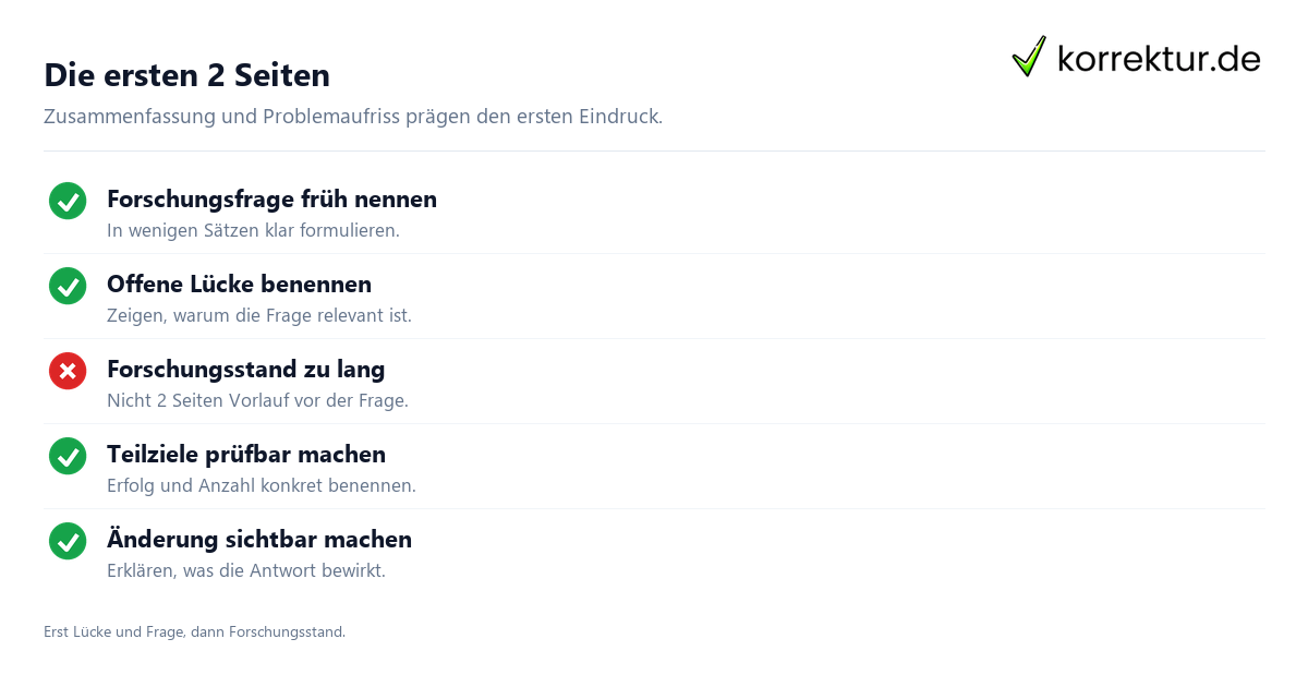 Die ersten 2 Seiten Checkliste zum Drittmittelantrag bei DFG und BMBF sprachlich prüfen