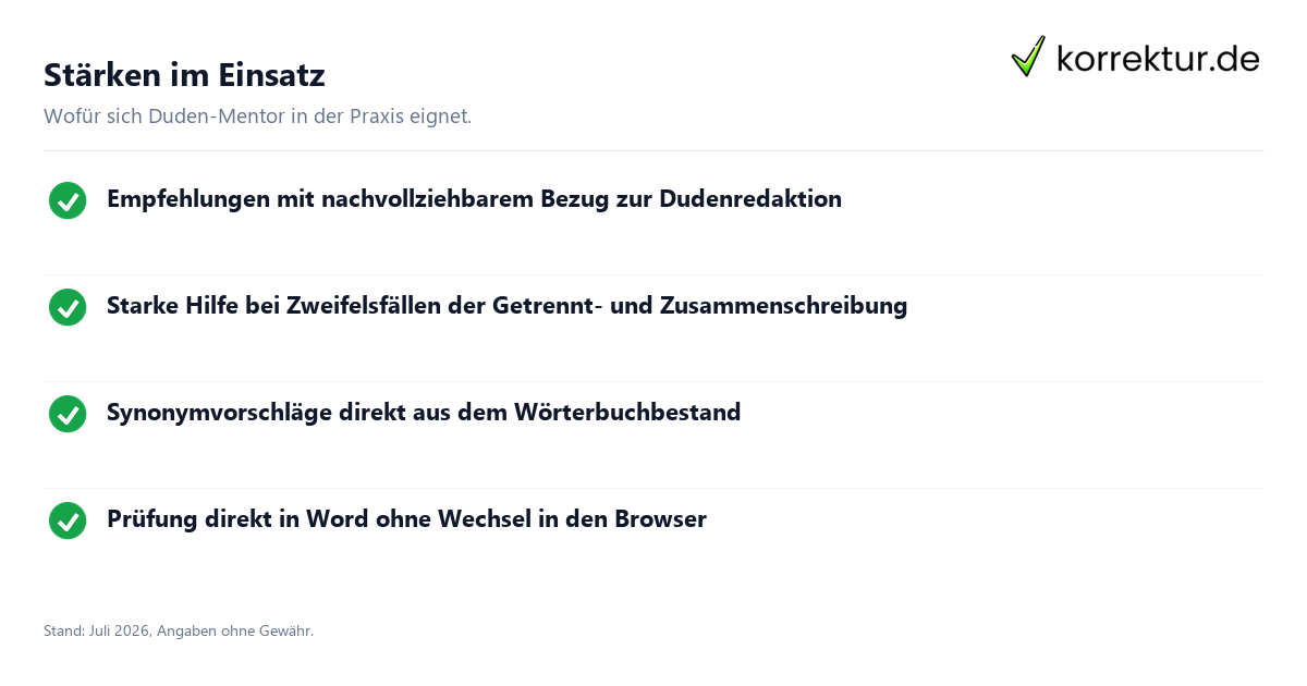 Duden-Mentor im Test: Funktionen und Praxisnutzen: Stärken im Überblick