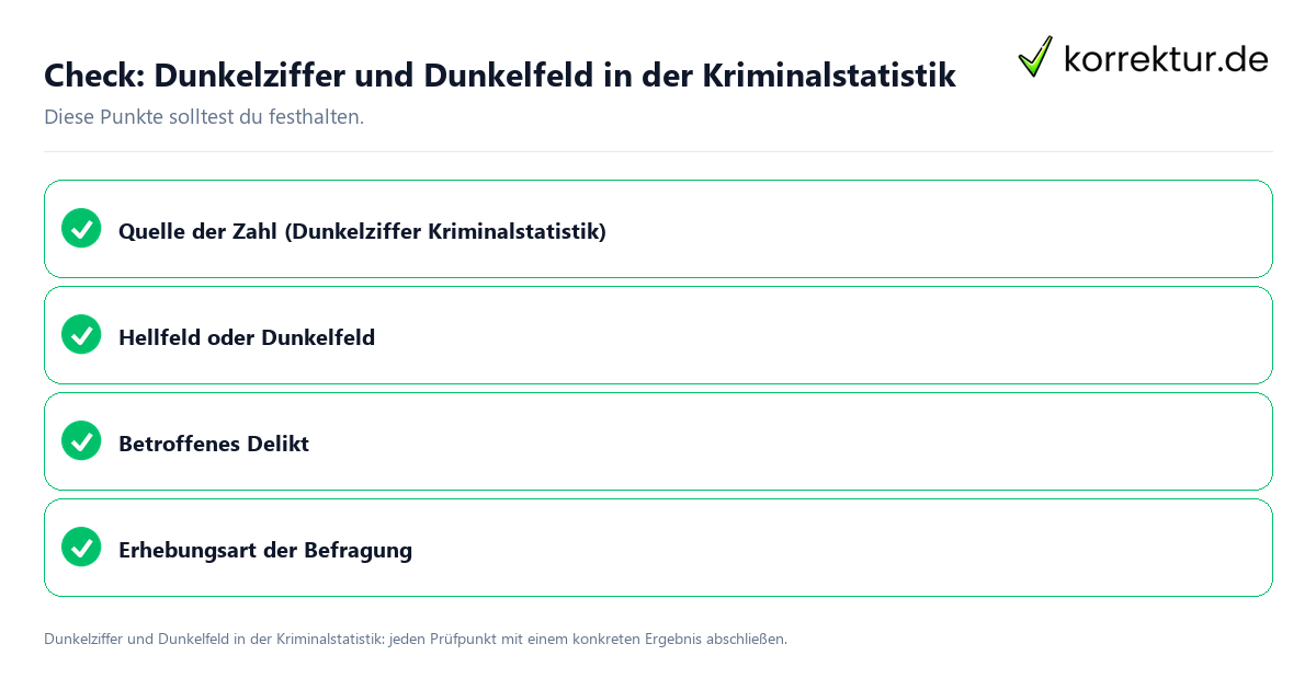 Check: Dunkelziffer und Dunkelfeld in der Kriminalstatistik Dunkelziffer und Dunkelfeld in der Kriminalstatistik mit einer themenspezifischen Checkliste