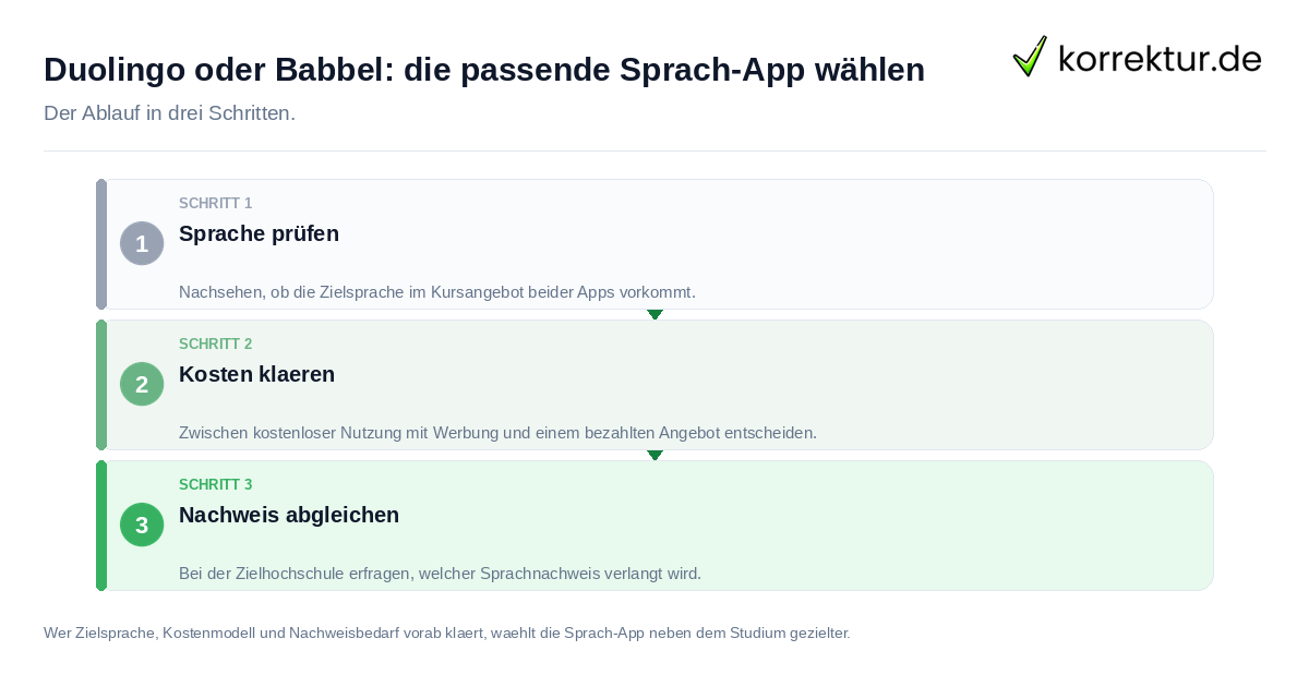 Duolingo oder Babbel: die passende Sprach-App wählen: der Ablauf in drei Schritten