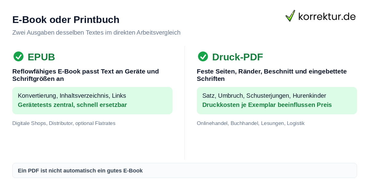 E-Book oder Printbuch E-Book oder Printbuch zuerst veröffentlichen im Formatvergleich
