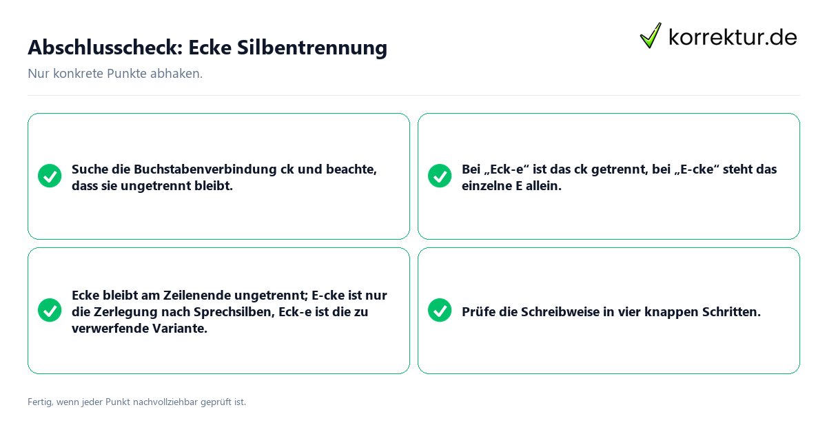 Abschlusscheck: Ecke Silbentrennung Konkreter Abschlusscheck zu Ecke Silbentrennung