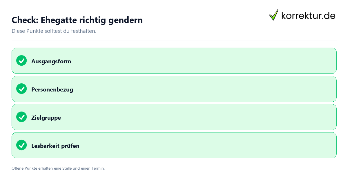 Check: Ehegatte richtig gendern Ehegatte richtig gendern mit Checkliste für Unterlagen und nächste Schritte
