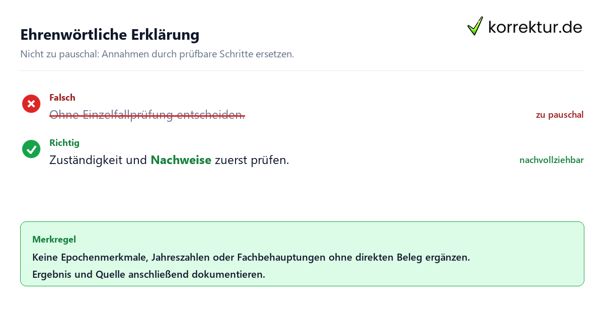 Ungeeignete und belastbare Vorgehensweise bei Ehrenwörtliche Erklärung