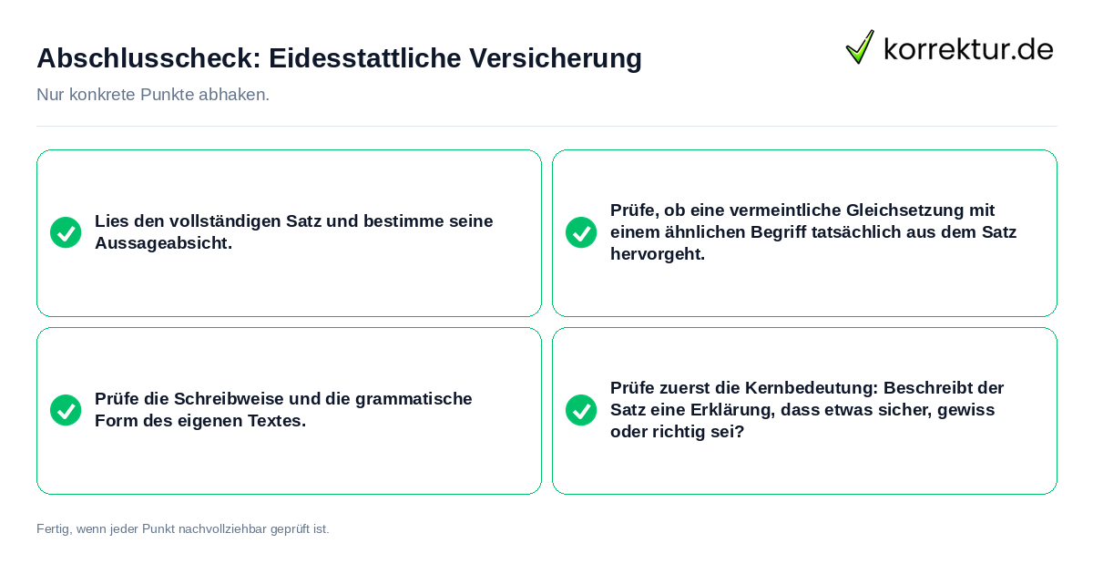 Abschlusscheck: Eidesstattliche Versicherung Konkreter Abschlusscheck zu Eidesstattliche Versicherung