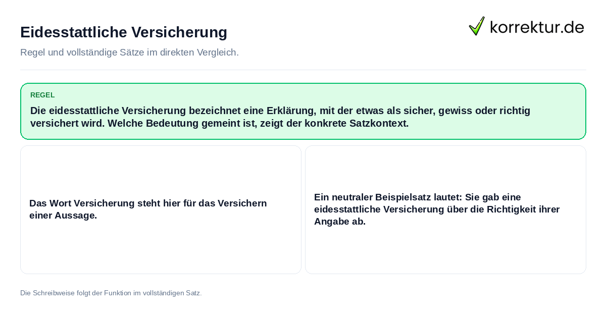 Eidesstattliche Versicherung Konkrete Regel und vollständige Beispielsätze zu Eidesstattliche Versicherung