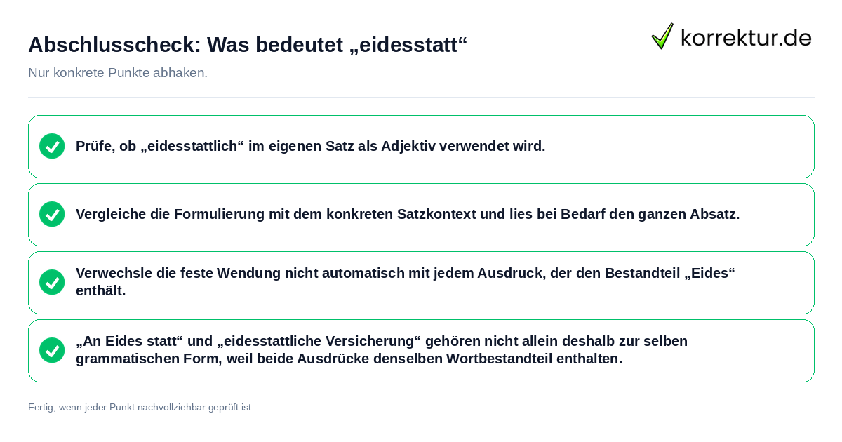 Abschlusscheck: Was bedeutet „eidesstatt“ Konkreter Abschlusscheck zu Was bedeutet „eidesstatt“