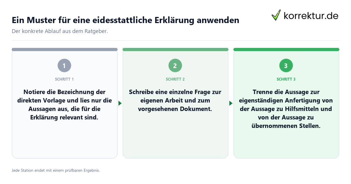 Konkrete Schritte zu Ein Muster für eine eidesstattliche Erklärung anwenden
