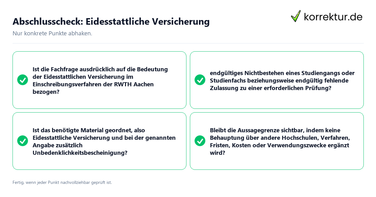 Konkreter Abschlusscheck zu Eidesstattliche Versicherung