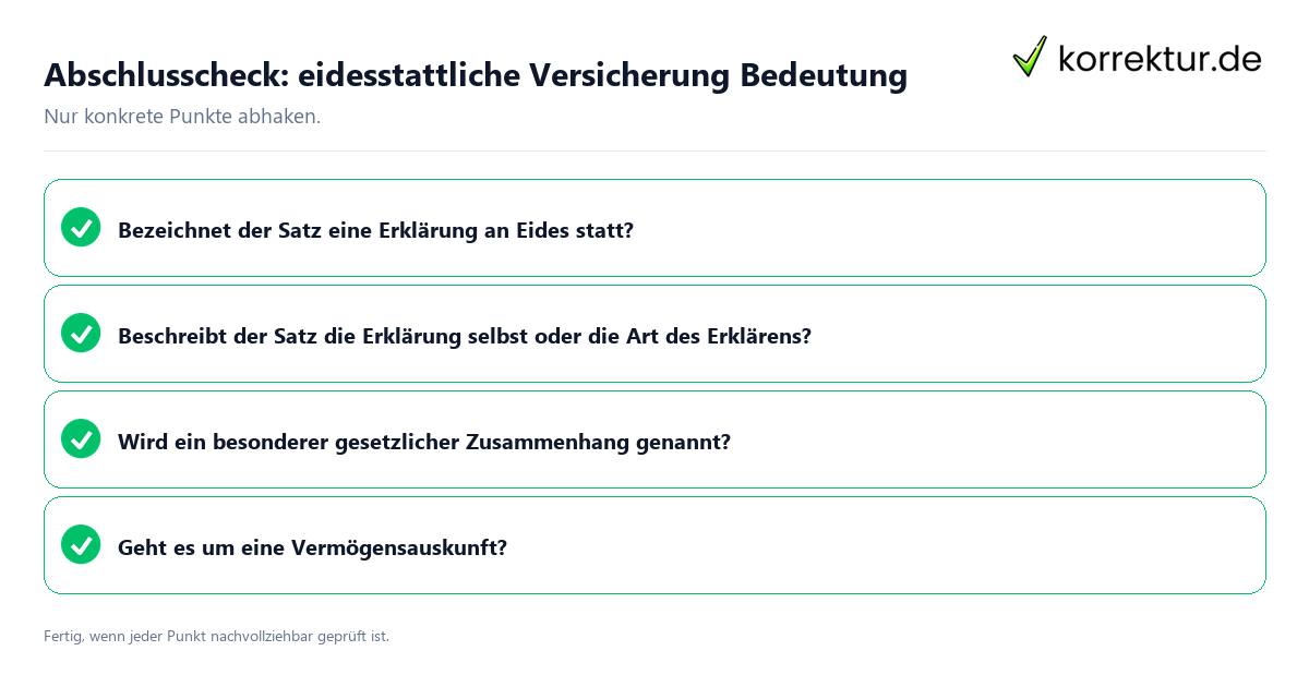 Konkreter Abschlusscheck zu eidesstattliche Versicherung Bedeutung