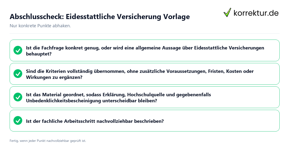 Konkreter Abschlusscheck zu Eidesstattliche Versicherung Vorlage