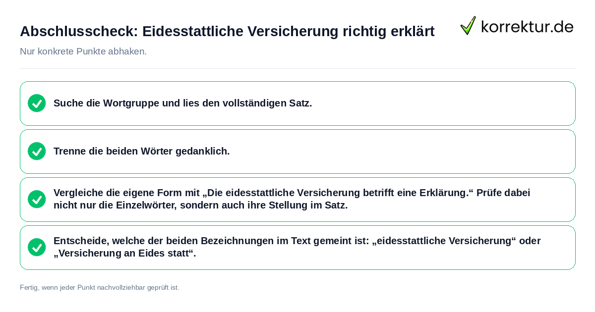 Abschlusscheck: Eidesstattliche Versicherung richtig erklärt Konkreter Abschlusscheck zu Eidesstattliche Versicherung richtig erklärt