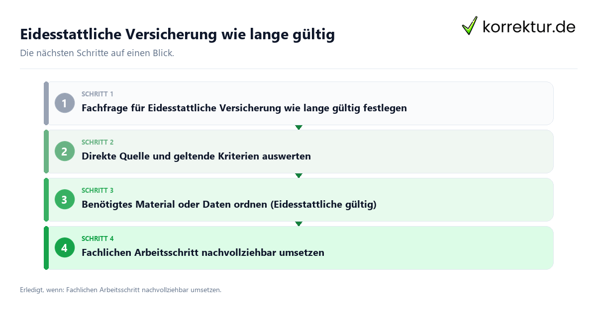 Eidesstattliche Versicherung wie lange gültig mit einem Ablauf aus Prüfung, Kontakt und Dokumentation