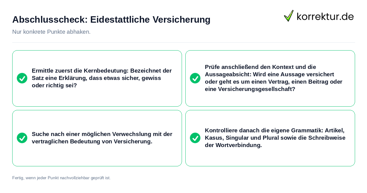 Abschlusscheck: Eidestattliche Versicherung Konkreter Abschlusscheck zu Eidestattliche Versicherung