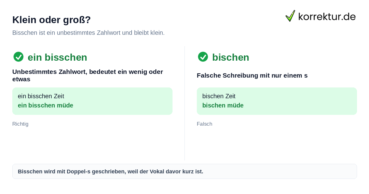 Klein oder groß? Ein bisschen groß oder klein schreiben: bisschen bleibt klein