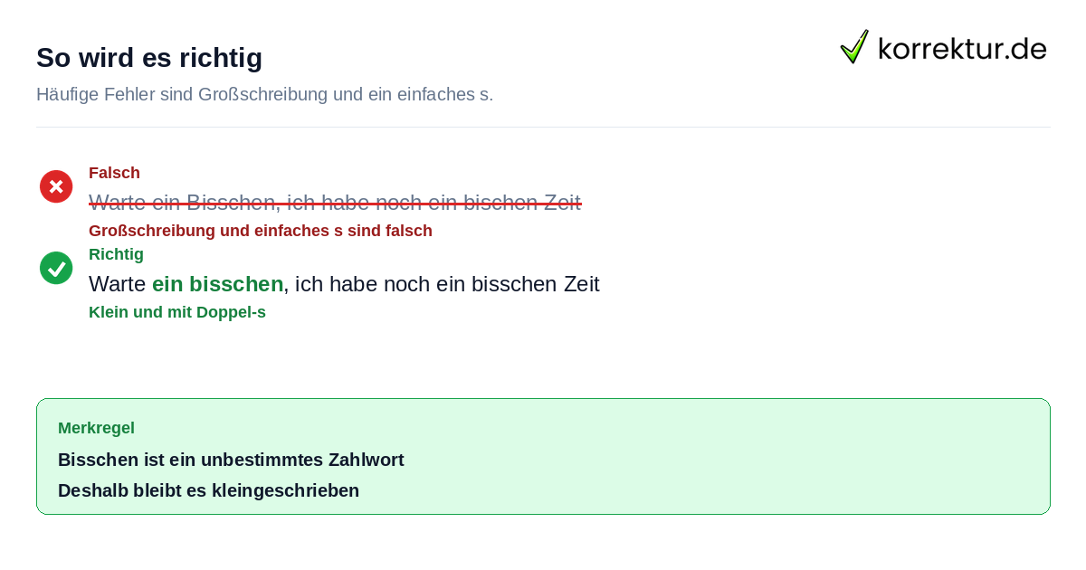 So wird es richtig Rechtschreibfehler bei ein bisschen groß oder klein korrigieren