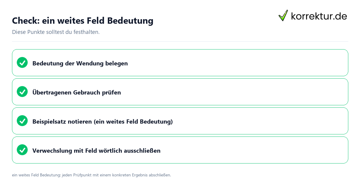 Ein weites Feld Bedeutung mit einer themenspezifischen Checkliste