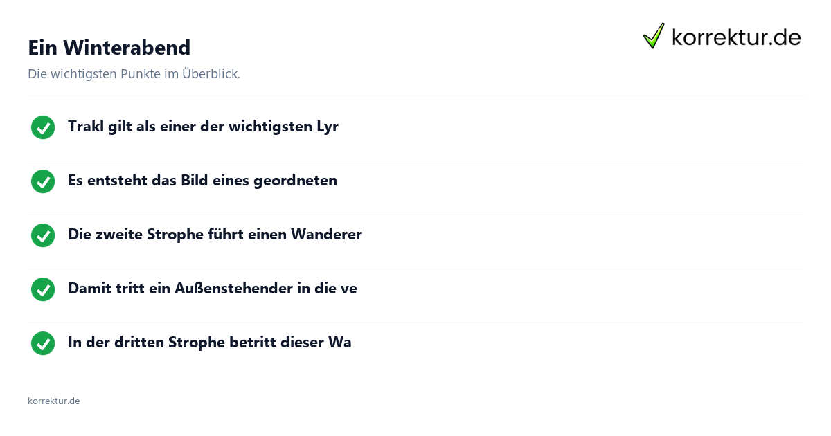 Ein Winterabend: Überblick